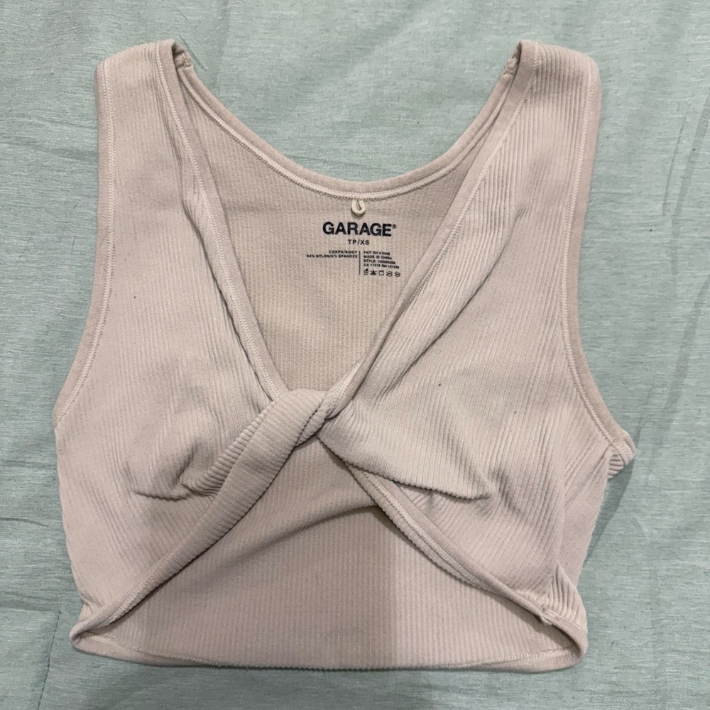 Garage Cream Ribbed Tank Top